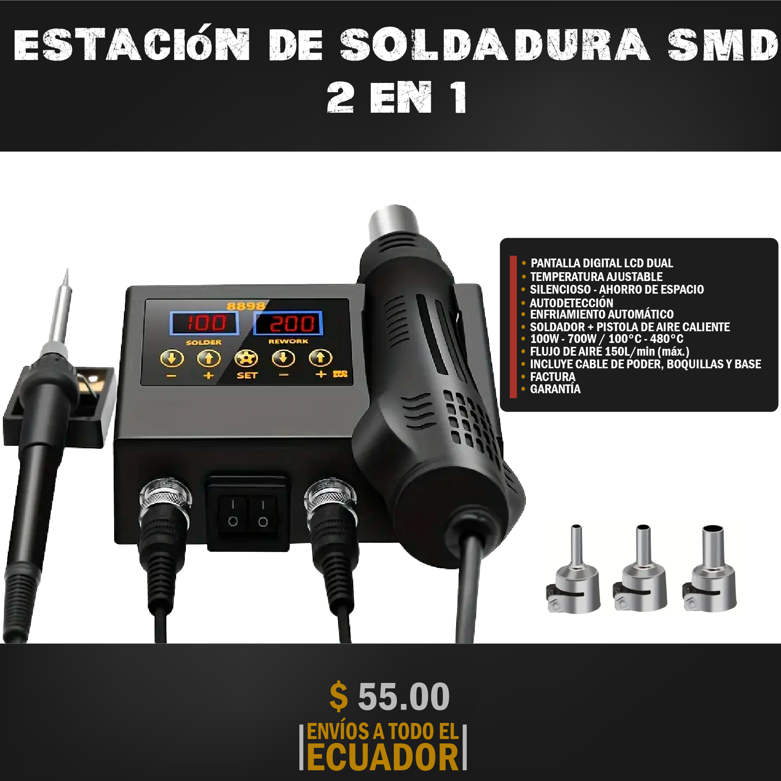 ESTACION DE SOLDADURA SMD 2EN 1